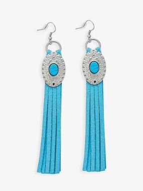 Myra Bag Seranade Falls Suede Turquoise Ribbon Concho Dangle Earrings